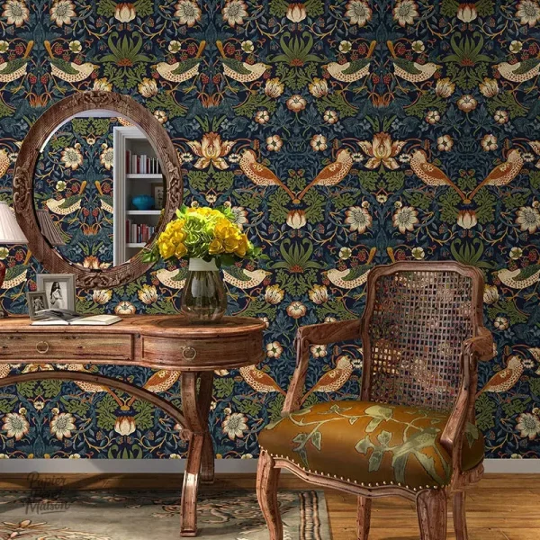 Papier peint bohème fleuri avec motifs colorés