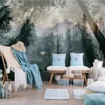 Papier Peint Bois Forêt, motif naturel de forêt