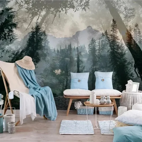 Papier Peint Bois Forêt, motif naturel de forêt