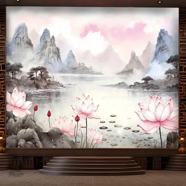Décor mural inspiré des paysages de montagne et chalets