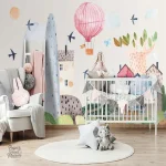 Papier peint pour chambre bébé fille, design doux et coloré