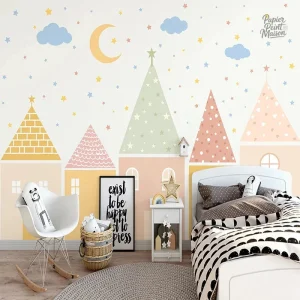Papier peint pour chambre d'enfant avec motifs ludiques