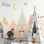 Papier peint décoratif enfant, designs colorés et amusants