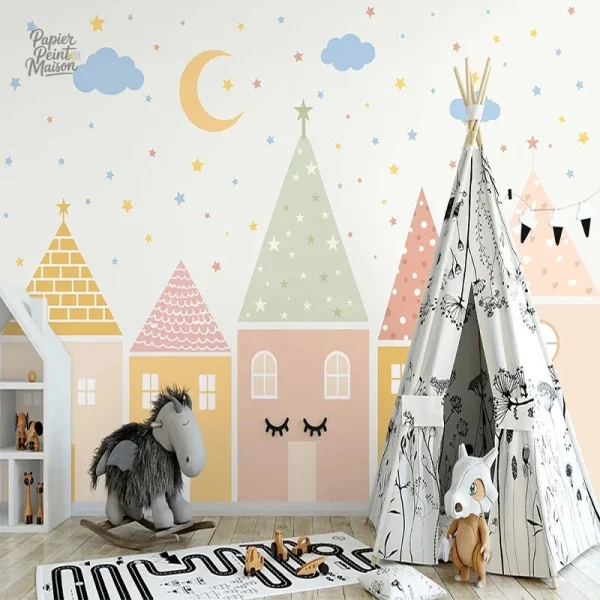 Papier peint décoratif enfant, designs colorés et amusants