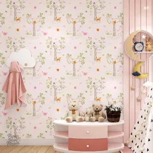 Papier peint enfant fille avec motifs ludiques et colorés