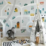 Papier peint enfant avec motifs automobiles