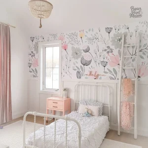 Papier peint pour chambre de petite fille, design coloré et joyeux