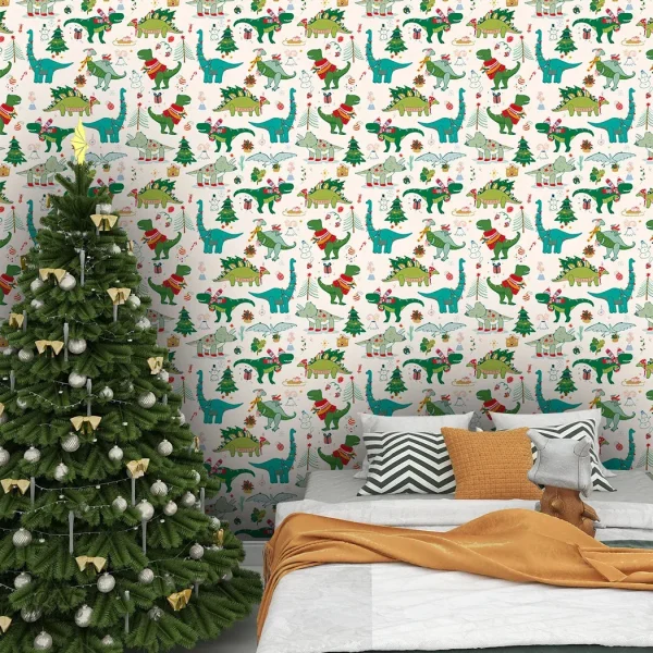 Papier peint dinosaure coloré et ludique pour chambre d'enfant