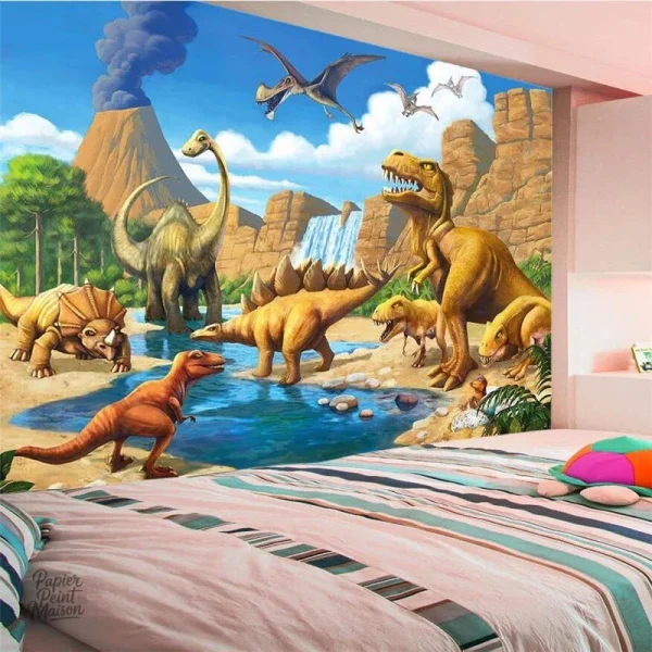 Papier Peint Dinosaure 3D pour une décoration ludique