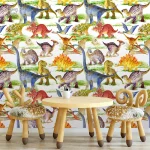 Papier peint bébé avec motifs de dinosaures