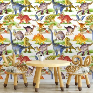 Papier peint bébé avec motifs de dinosaures