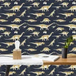 Décoration murale d'intérieur avec dinosaures en papier peint