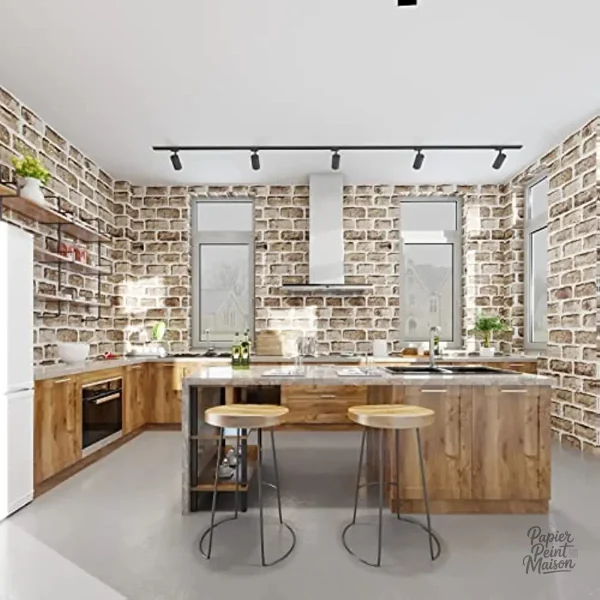 Papier peint effet brique pour une décoration intérieure moderne