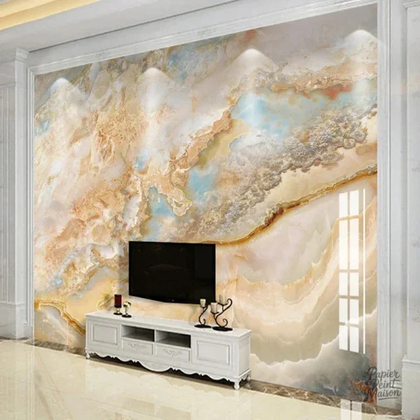Papier peint marbré doré pour un intérieur élégant