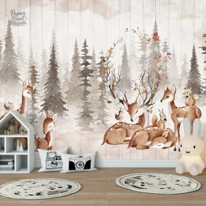 Papier peint enfant forêt, motifs nature pour chambre