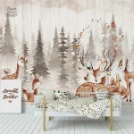 Décor mural enfant, forêt enchantée pour espace ludique