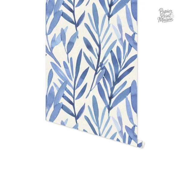 Papier peint tendance feuillage bleu pour un intérieur moderne