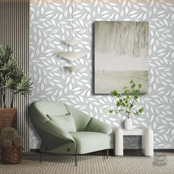 Papier peint feuillage pour chambre moderne