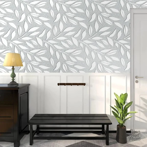 Papier peint vert feuillage pour intérieur apaisant