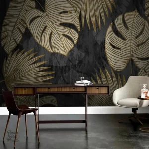 Design de feuillage doré sur fond clair pour un style raffiné