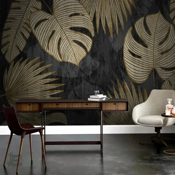 Design de feuillage doré sur fond clair pour un style raffiné