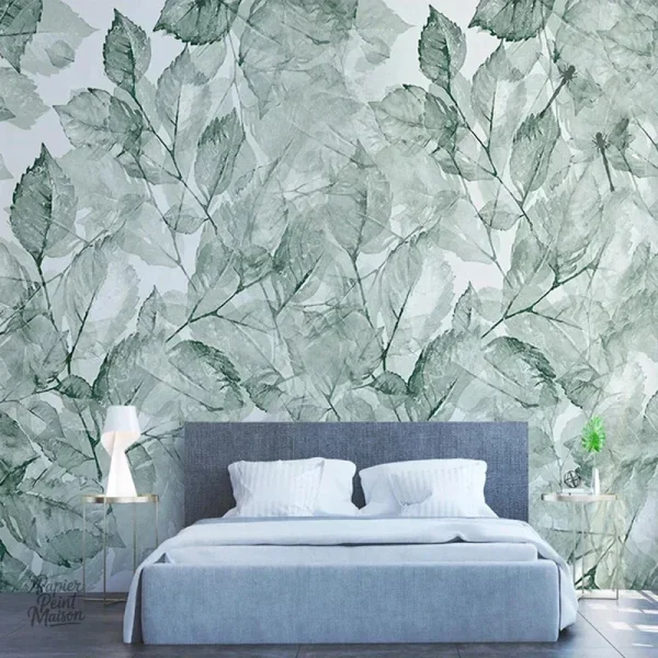 Motif de feuillage vert sur fond blanc pour un style naturel