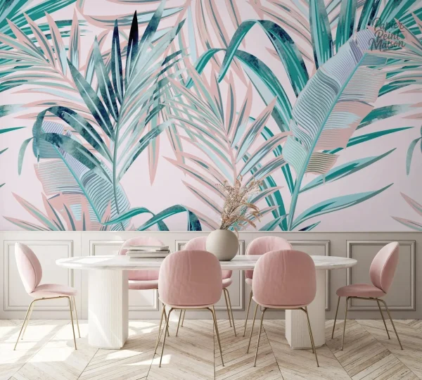 Papier peint feuille palmier au design tropical