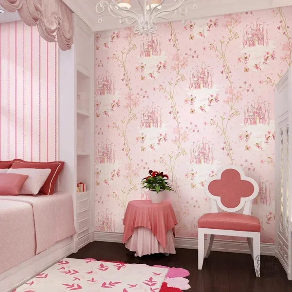 Papier peint enfantin, design charmant pour chambre de fille