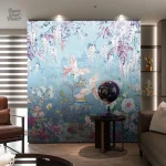 Papier peint intissé avec design floral et aviaire
