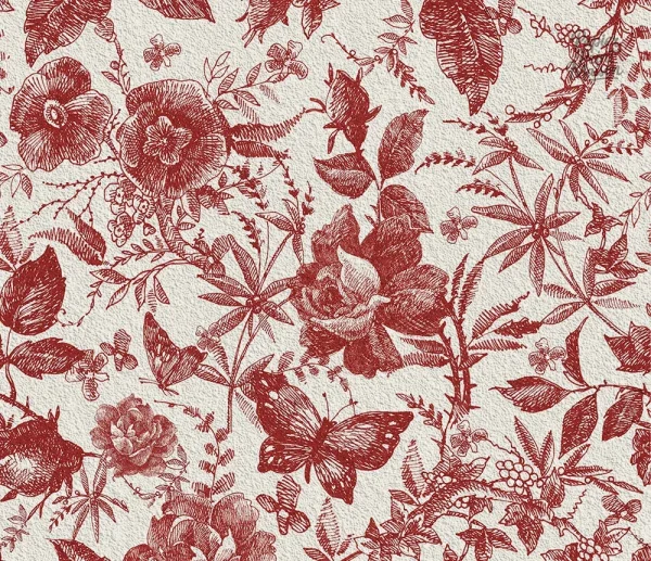 Papier peint fleuri avec motifs de roses délicates
