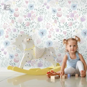 Papier peint fleuri pour chambre de fille