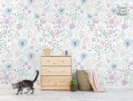 Papier peint rose avec motifs floraux pour petite fille