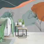 Papier peint floral contemporain aux couleurs vibrantes
