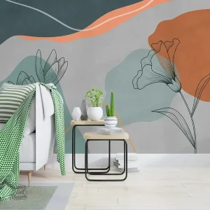 Papier peint floral contemporain aux couleurs vibrantes