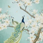 Ambiance naturelle avec papier peint oiseaux et fleurs