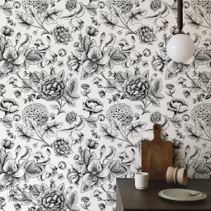 Papier peint fleuri vintage au design élégant