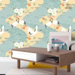 Papier peint fleurs et oiseaux pour décoration intérieure