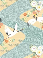 Motifs floraux et oiseaux colorés sur fond doux
