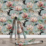 Papier peint avec motifs floraux rétro