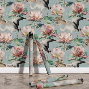 Papier peint avec motifs floraux rétro