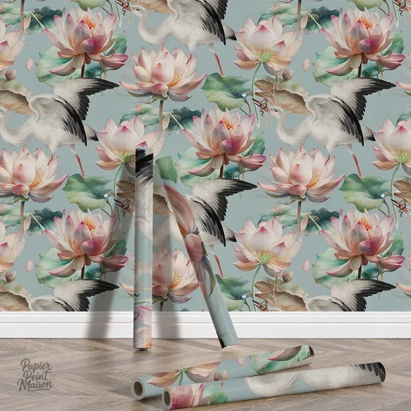 Papier peint avec motifs floraux rétro