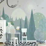Papier peint forêt, motif nature apaisant et élégant