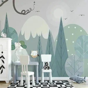 Papier peint forêt, motif nature apaisant et élégant