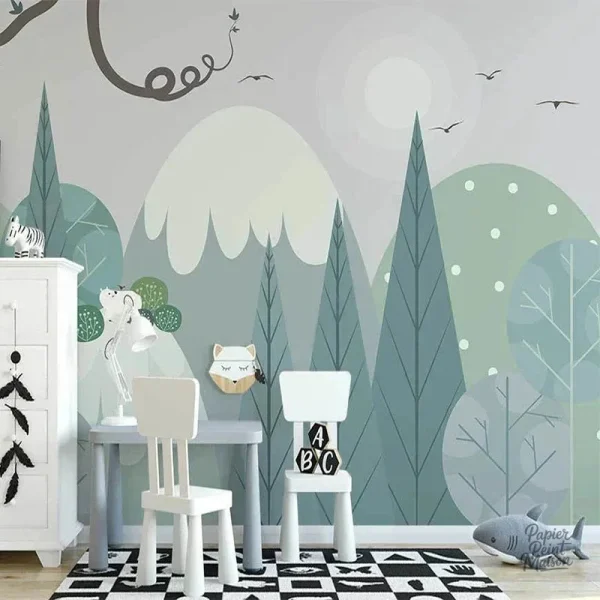 Papier peint forêt, motif nature apaisant et élégant