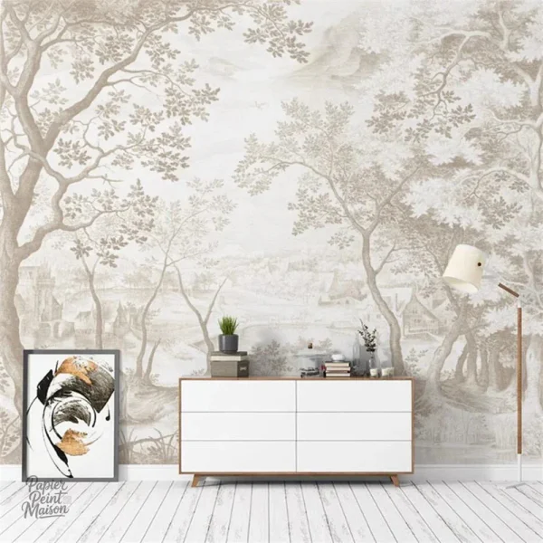 Décor mural forêt en panorama, ambiance naturelle apaisante