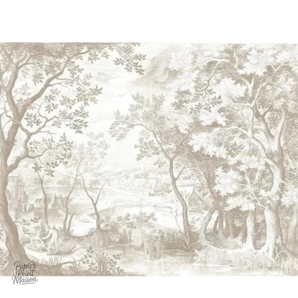 Papier peint paysage forestier, design élégant pour intérieur