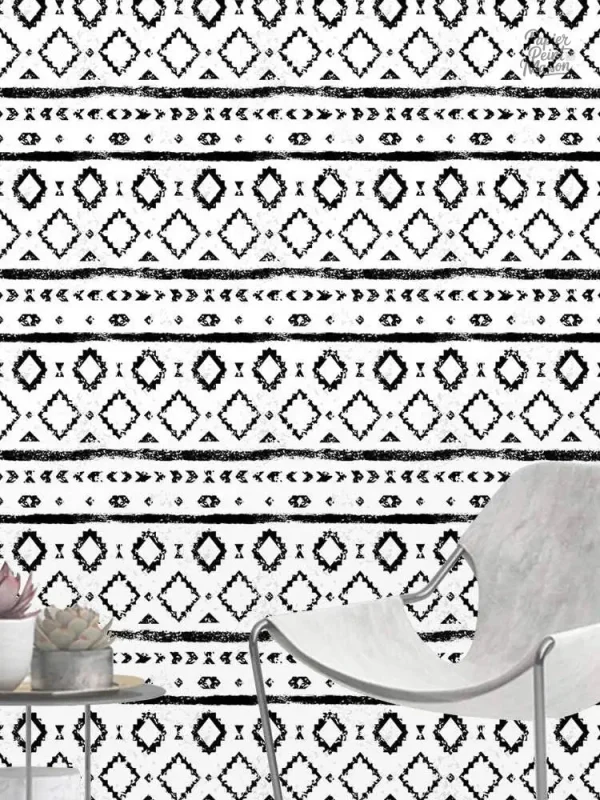 Papier peint abstrait aux formes géométriques stylées
