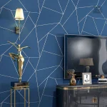 Papier peint géométrique bleu avec motifs modernes