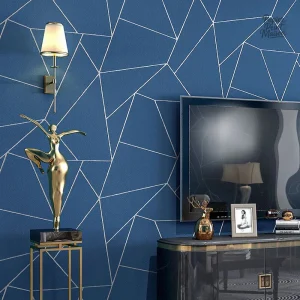 Papier peint géométrique bleu avec motifs modernes