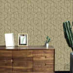 Papier peint géométrique doré élégant pour décoration intérieure